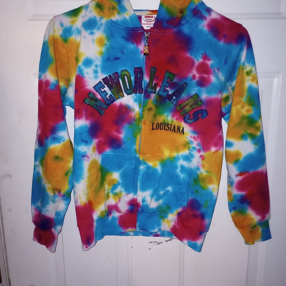 Girls New Orleans Louisiana tie-dyed zip up hoodie